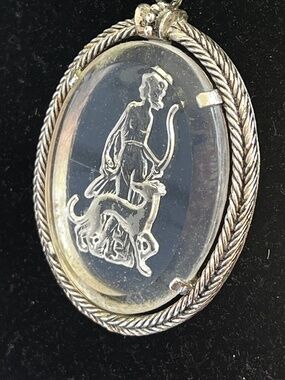Vintage Avon Cameo Necklace- Diana The Huntress w/ greyhound 24"